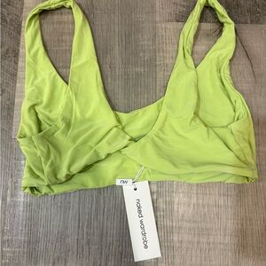 NWT Naked Wardrobe Hourglass Twist Crop Top - Lime Green - Small